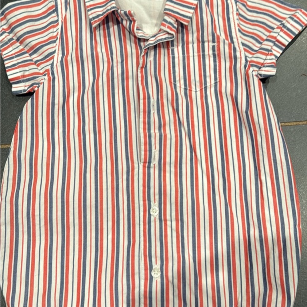 Janie and Jack Red and Blue Striped Shirt